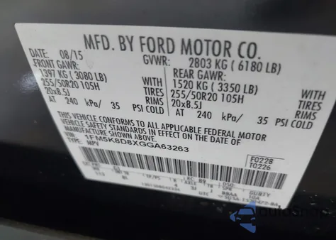 2016 Ford Explorer Xlt from USA, damaged, VIN 1FM5K8D8XGGA63263